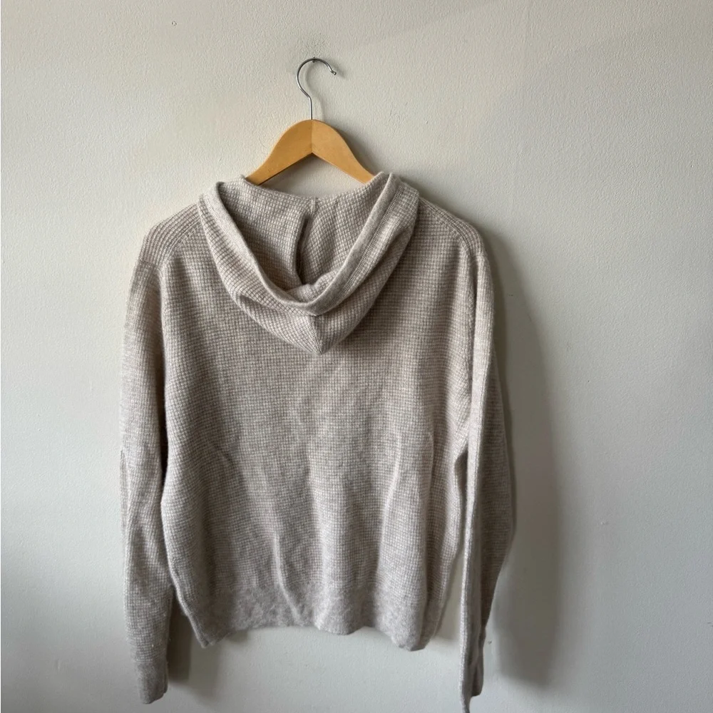 J. Crew Beige Cashmere Waffle Knit Hoodie